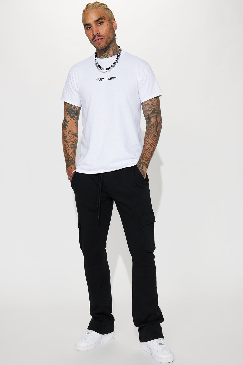Tyson Cargo Skinny Flared Sweatpant - Black
