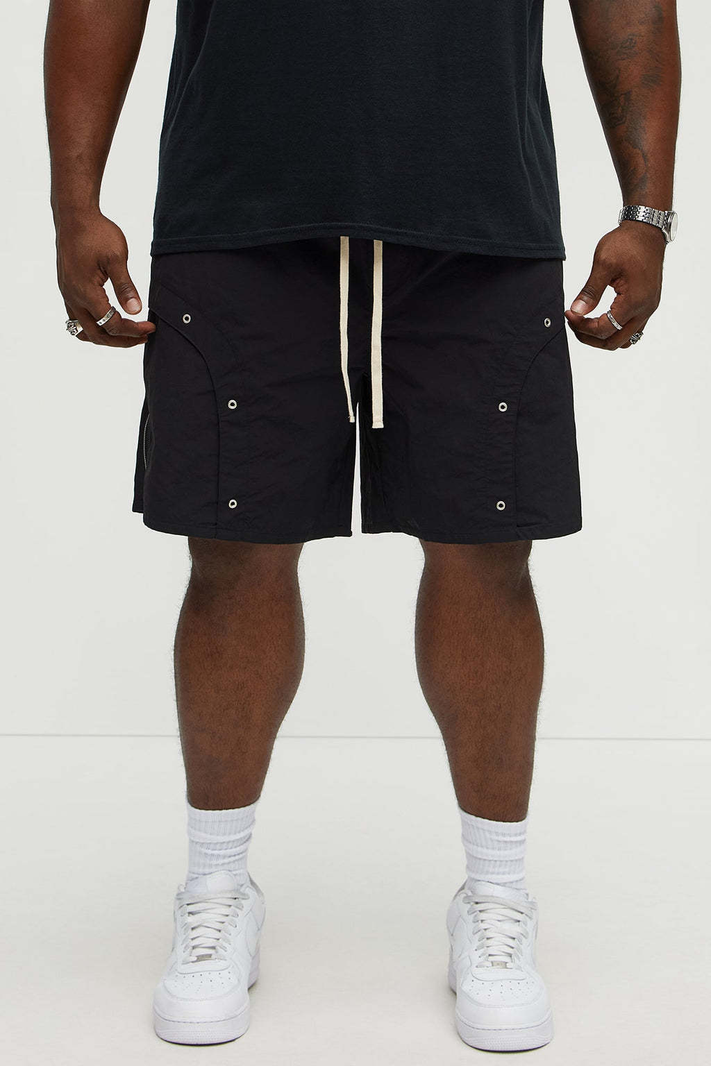 Hardware Relaxed Nylon Shorts - Black