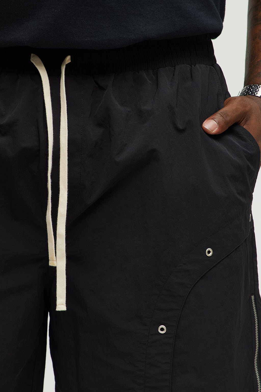 Hardware Relaxed Nylon Shorts - Black