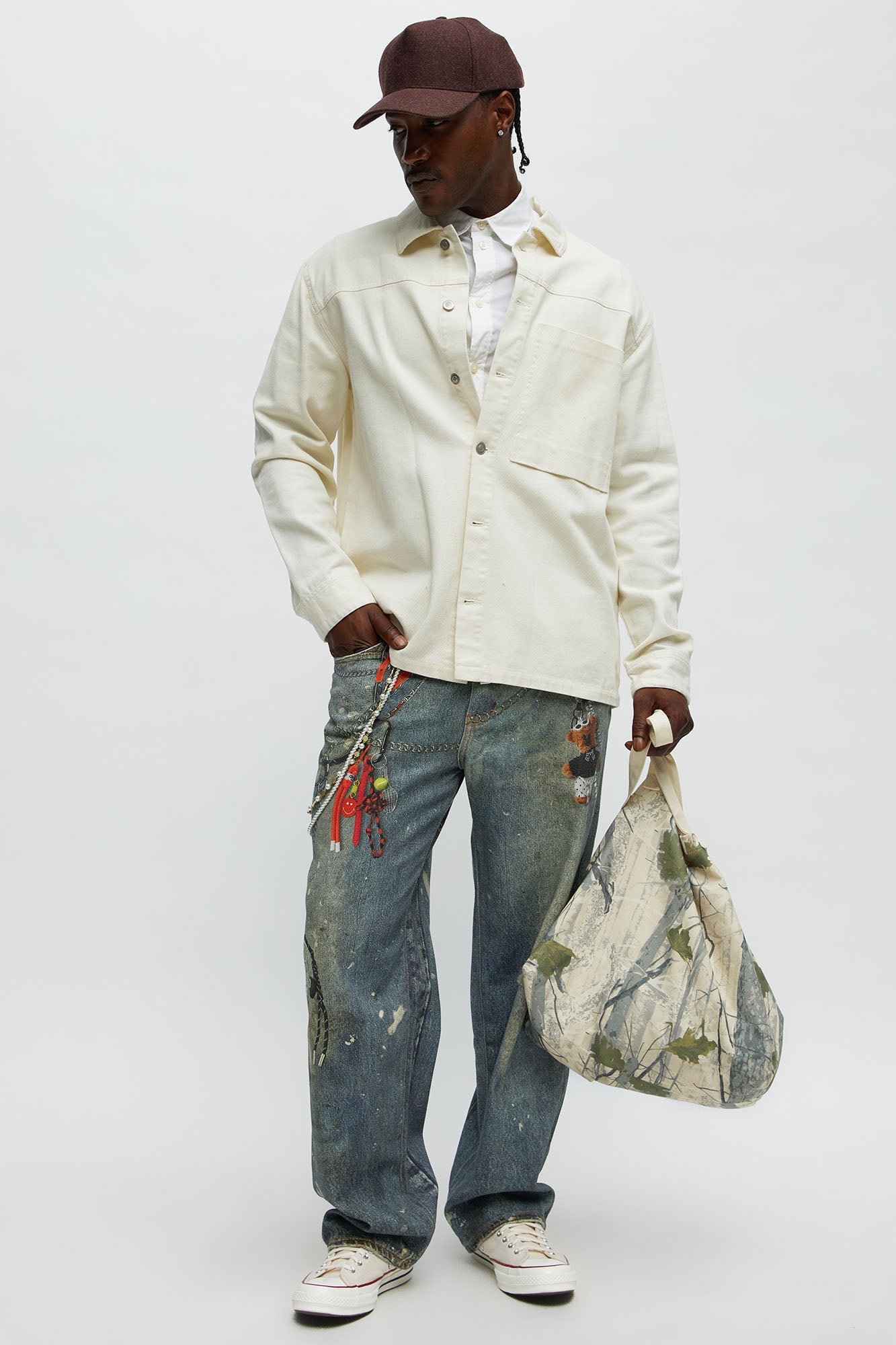 Baggy Rebel Printed Jeans - Medium Blue Wash