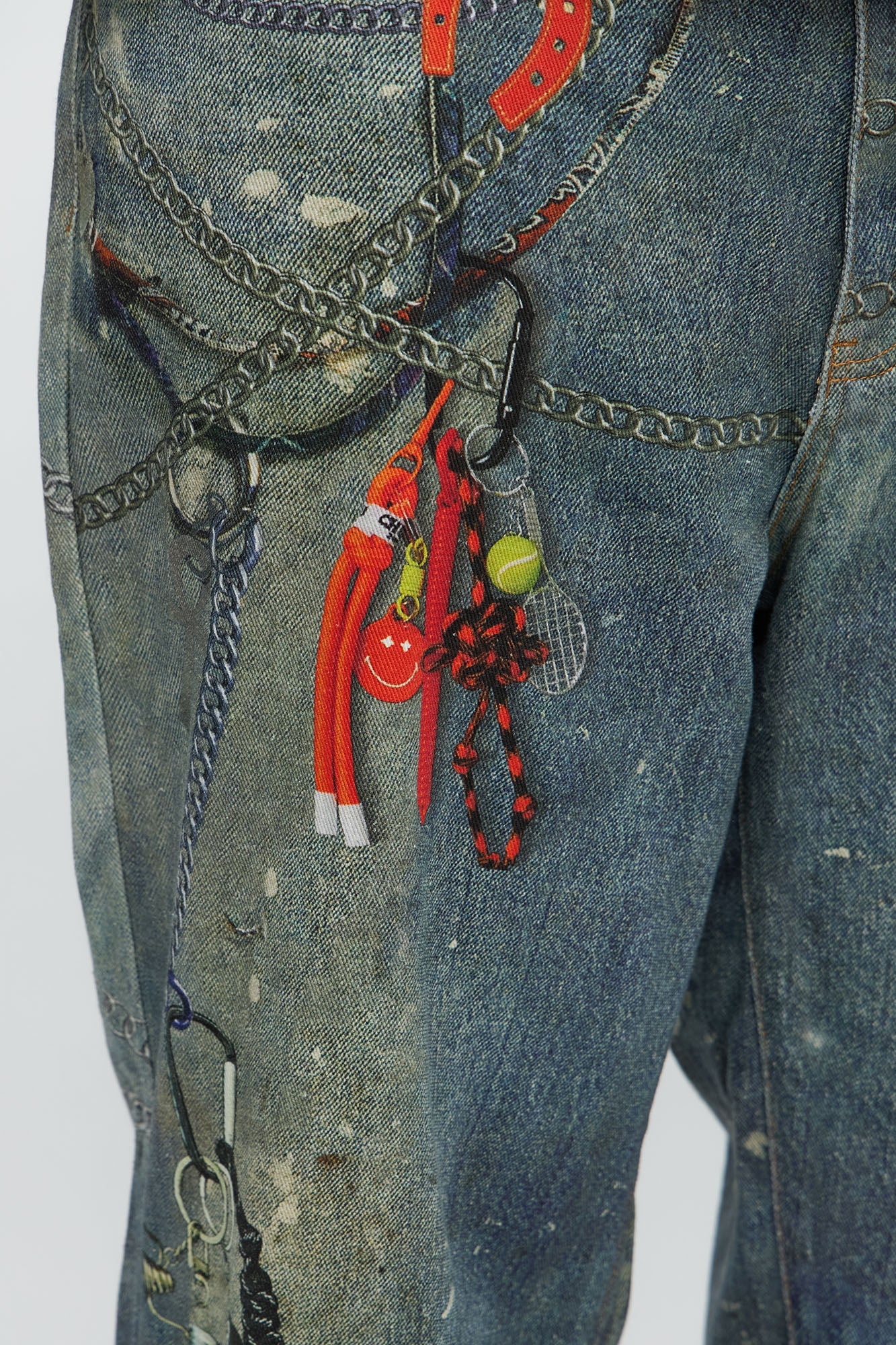 Baggy Rebel Printed Jeans - Medium Blue Wash