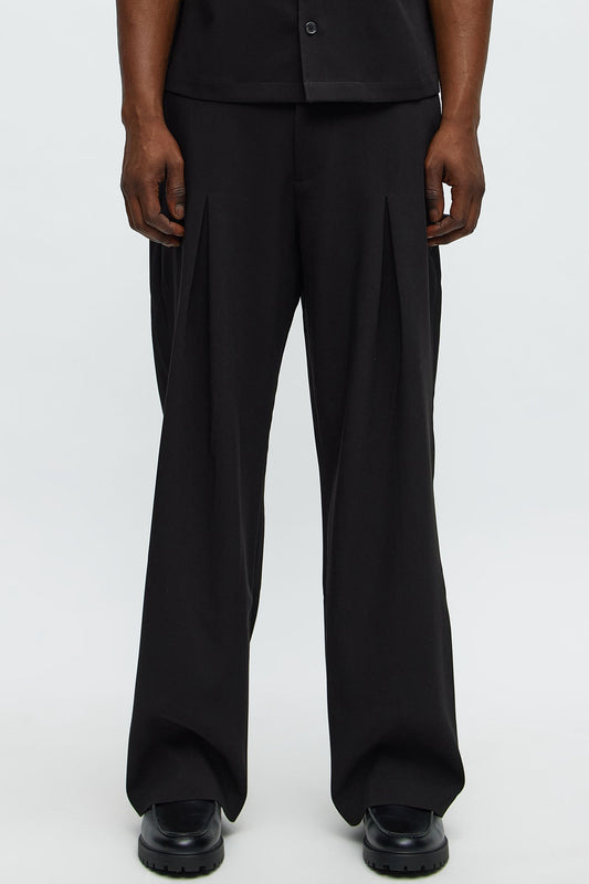 Ronan High Waisted Pleated Trousers - Black