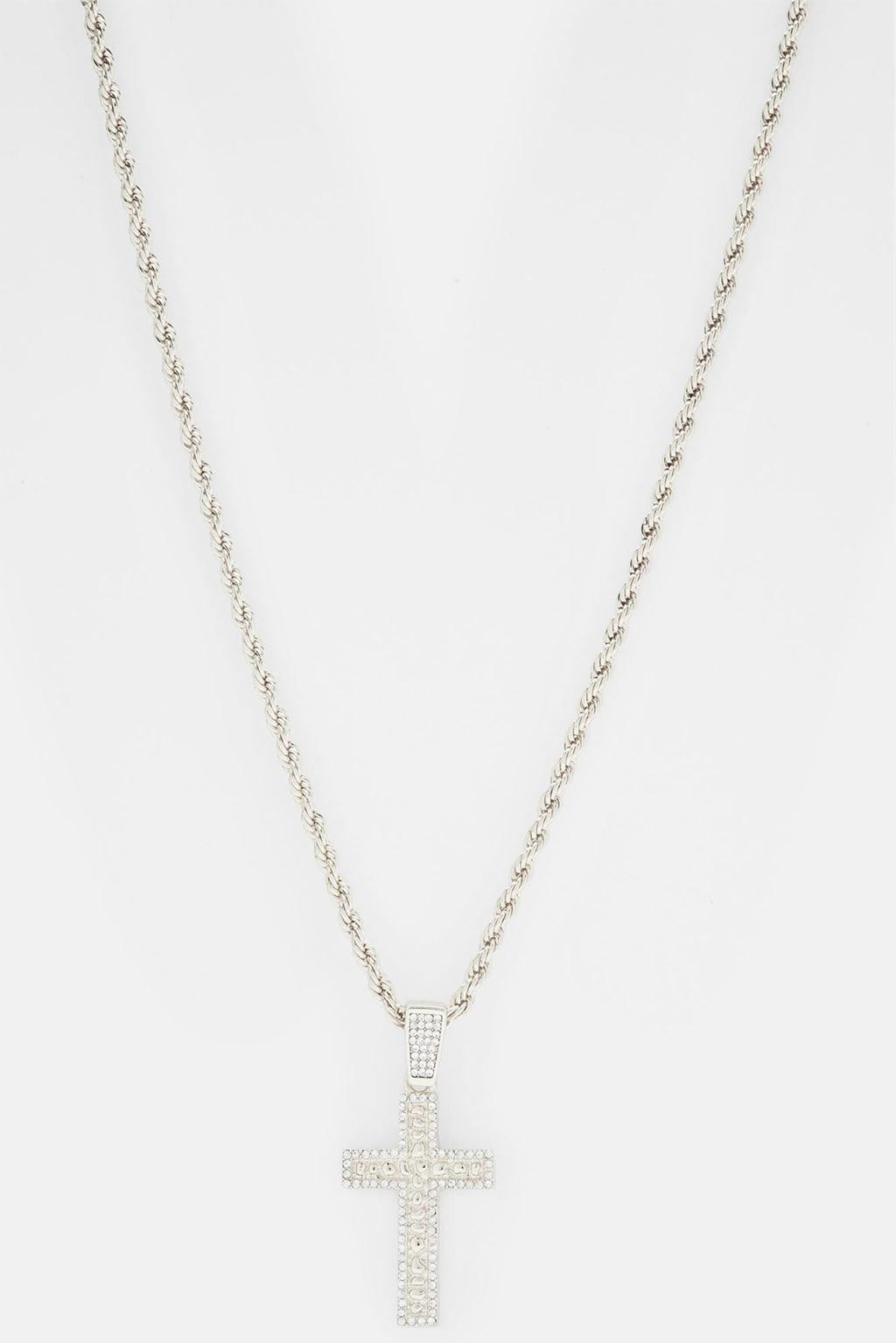 Nugget Cross Chain Necklace - Silver