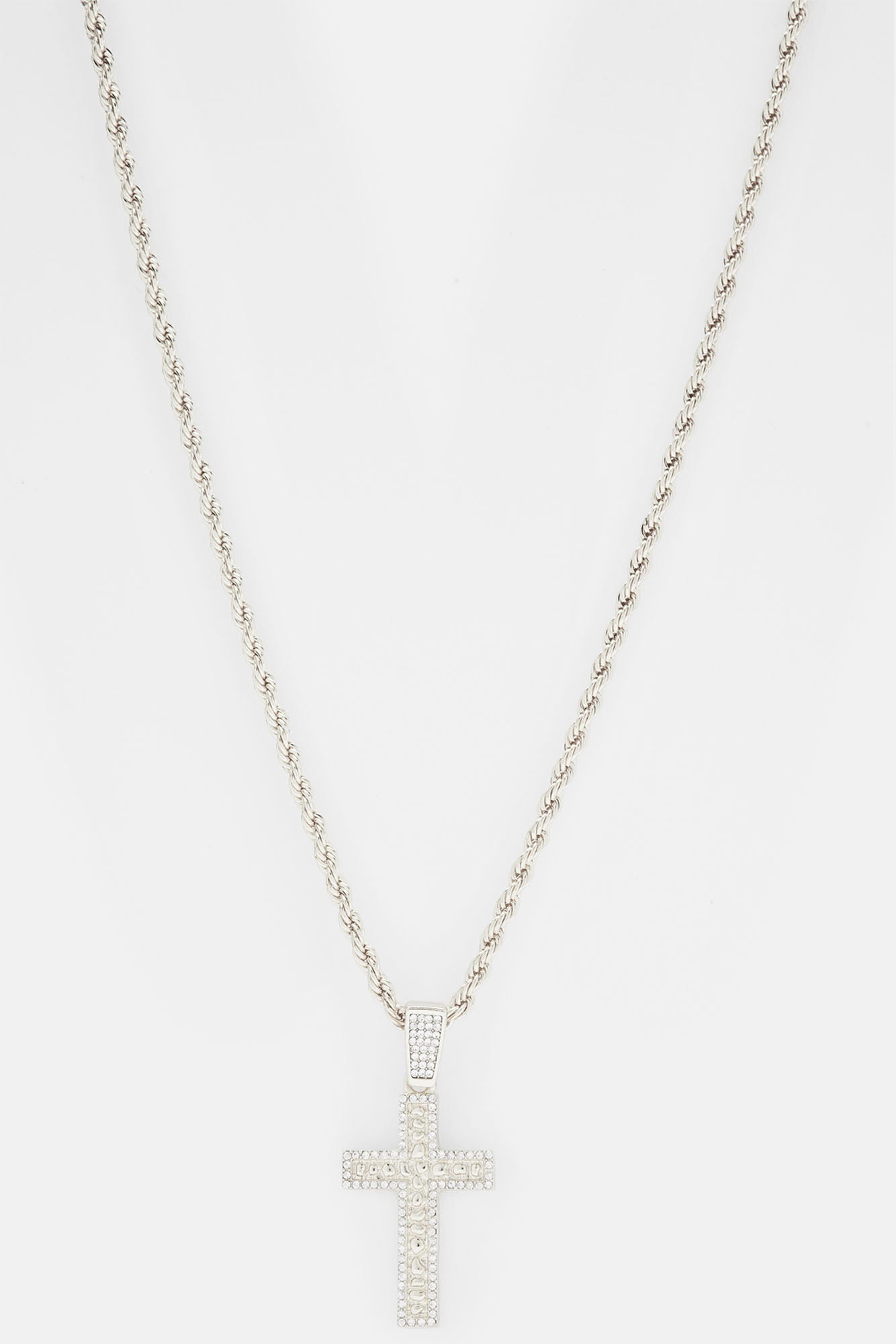 Nugget Cross Chain Necklace - Silver
