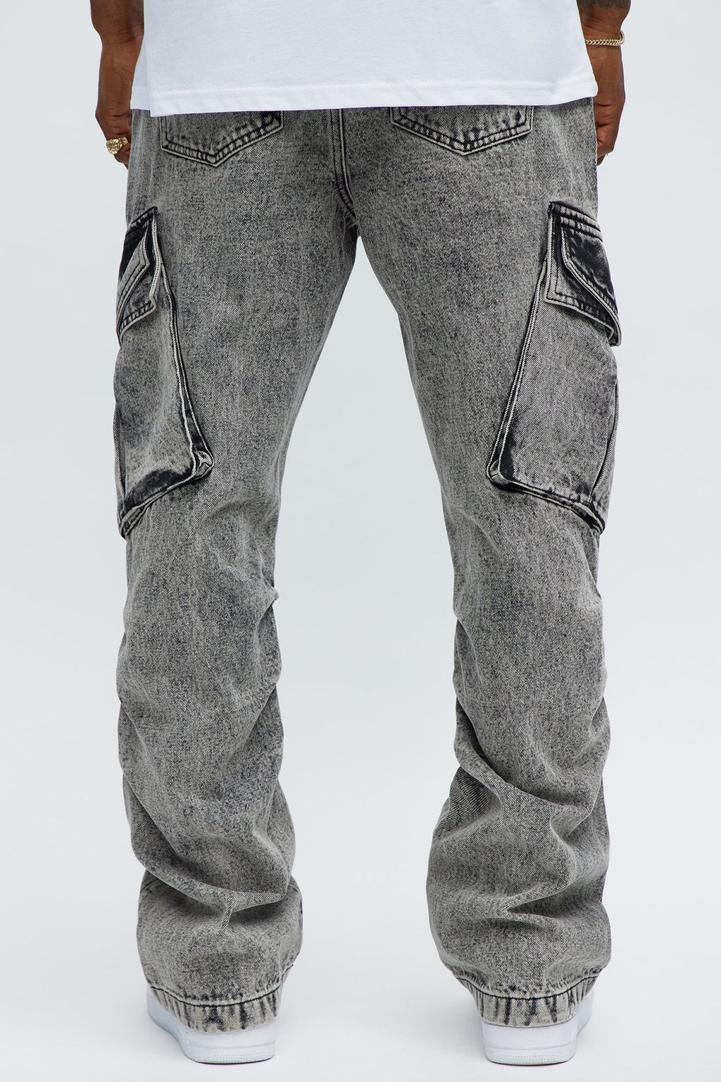 Stacked Slim Flare Street Edge Cargo Jeans - Black Wash