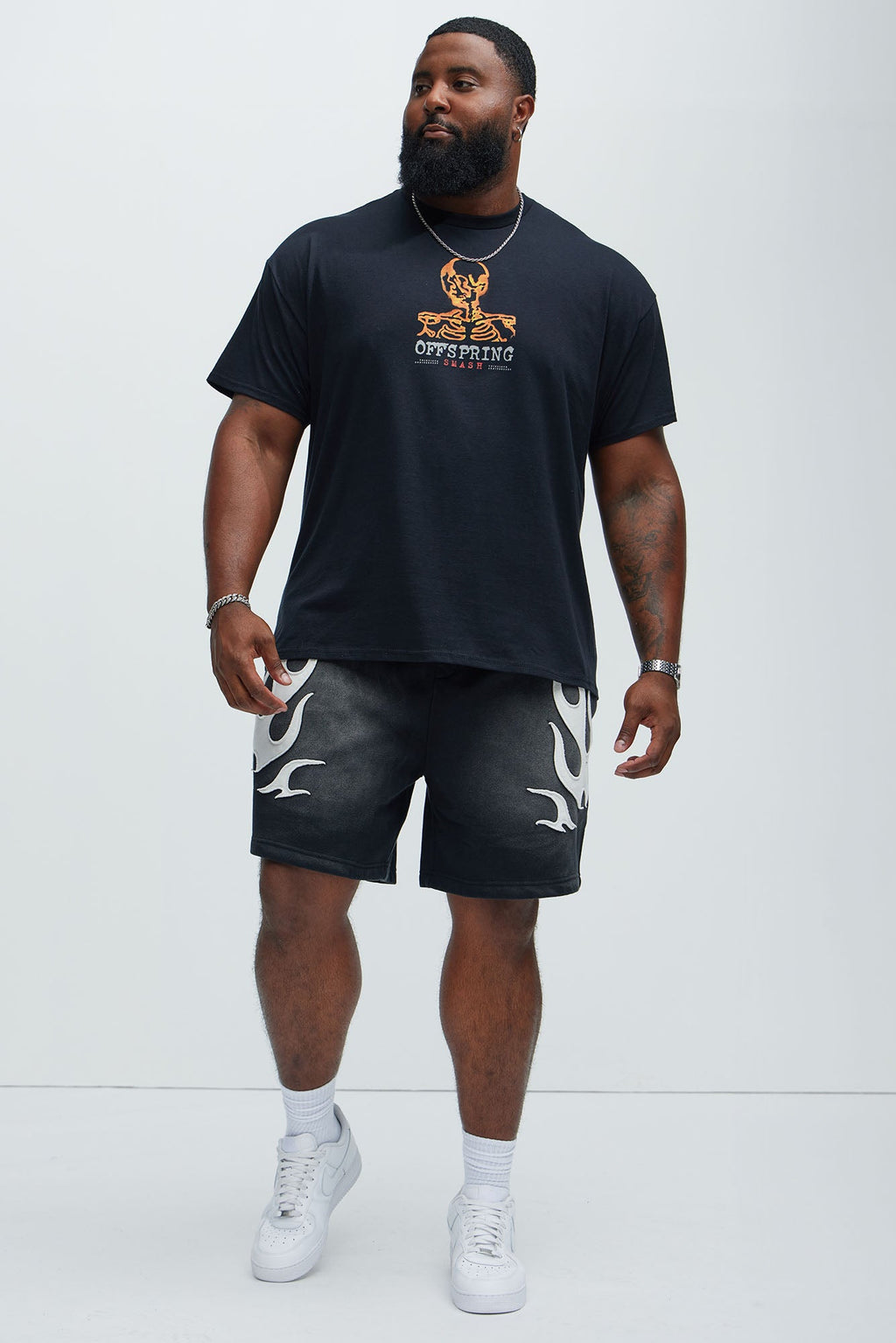 Flame Patch Tyson Relaxed Sweatshorts - Black