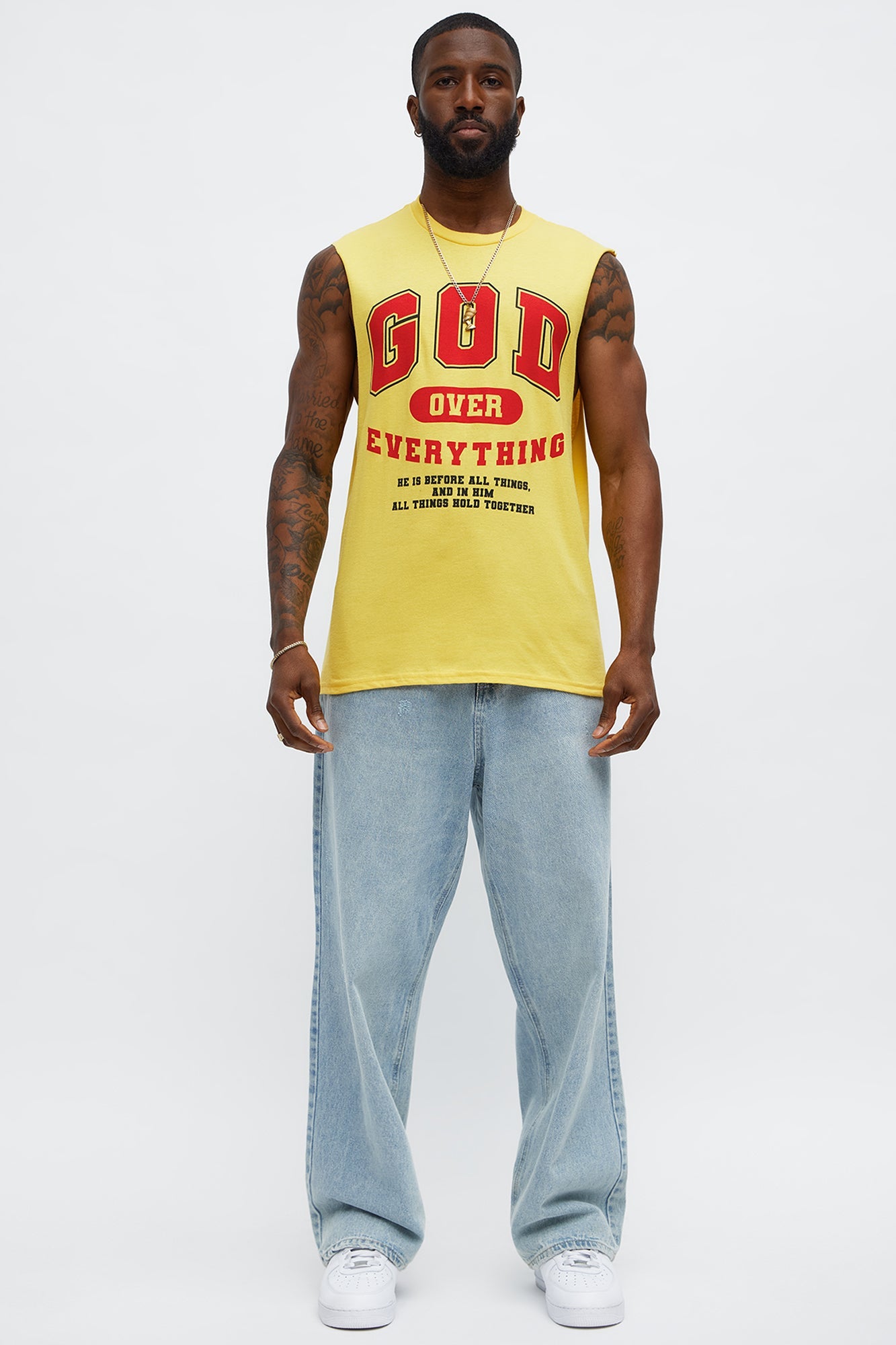 God Over Everything Muscle Tee - Yellow