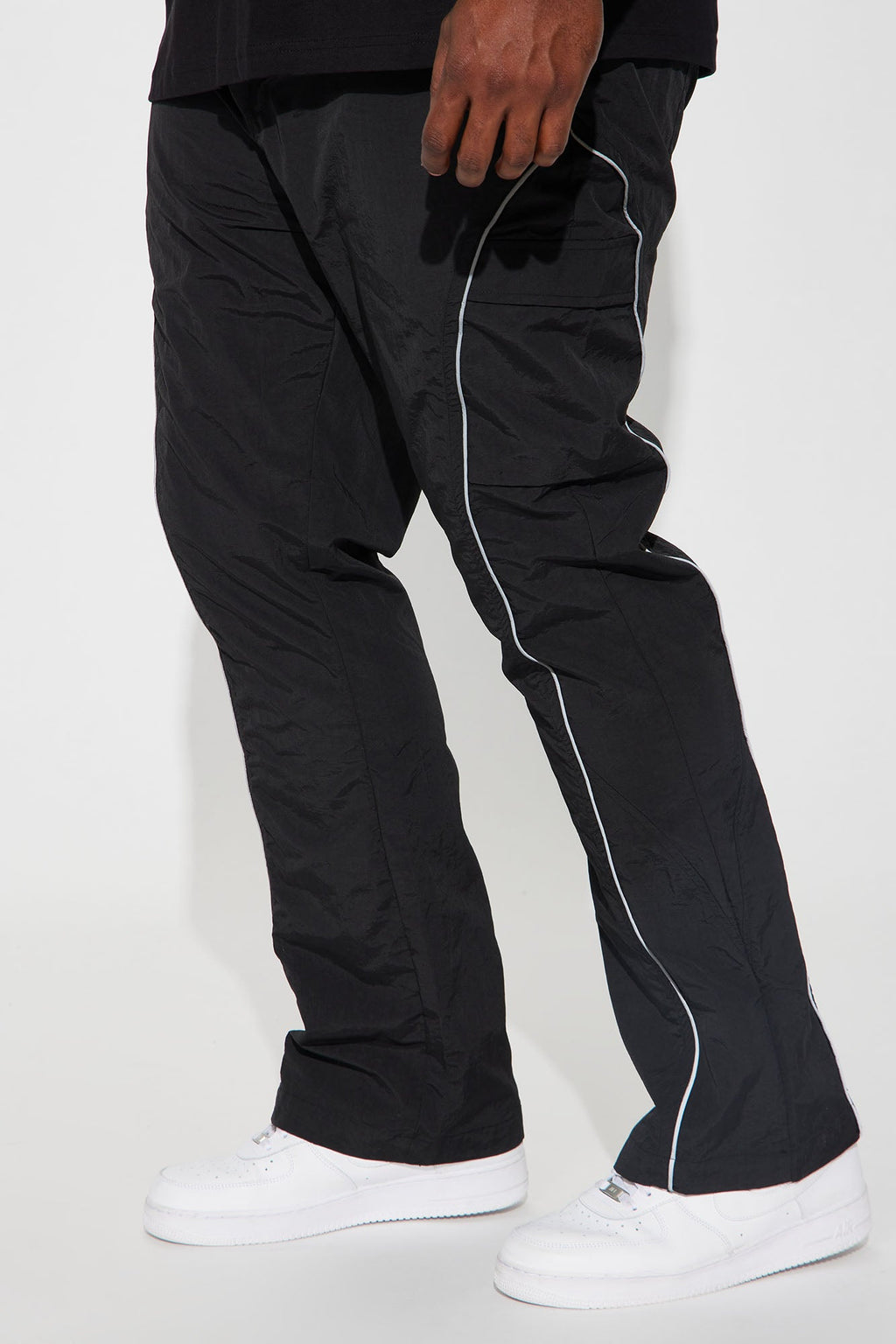 Shake It Down Nylon Stacked Slim Flare Pants - Black