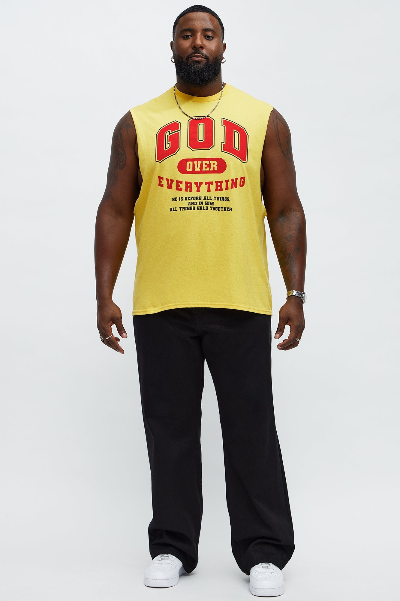 God Over Everything Muscle Tee - Yellow