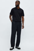 Golden Hour Straight Double Pleated Trouser - Black