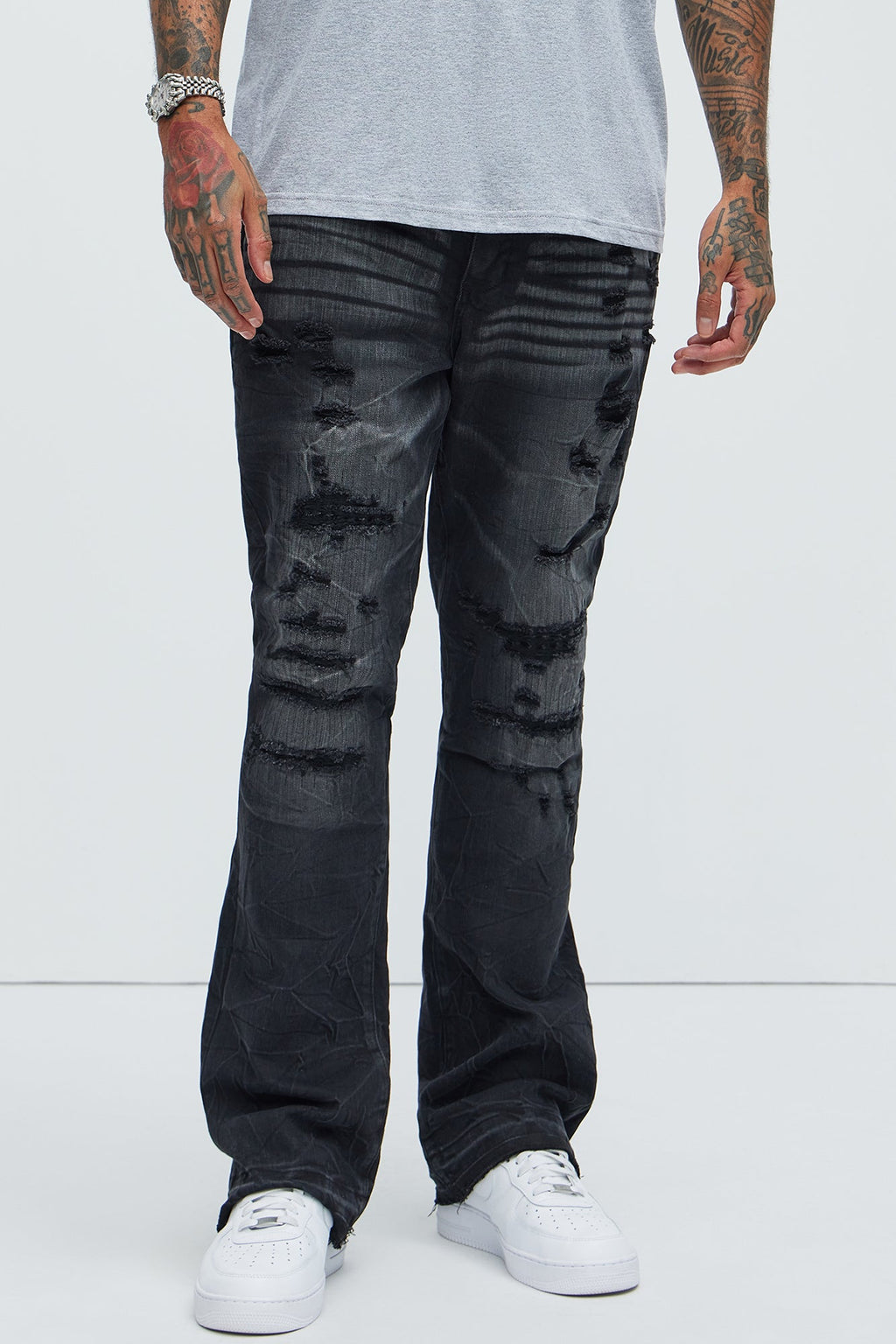 Undercover Slim Stacked Flare Jeans - Black Wash