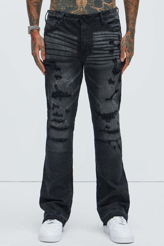Undercover Slim Stacked Flare Jeans - Black Wash