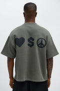 Tyson Oversized Spray Paint Short Sleeve Tee - Dark Grey