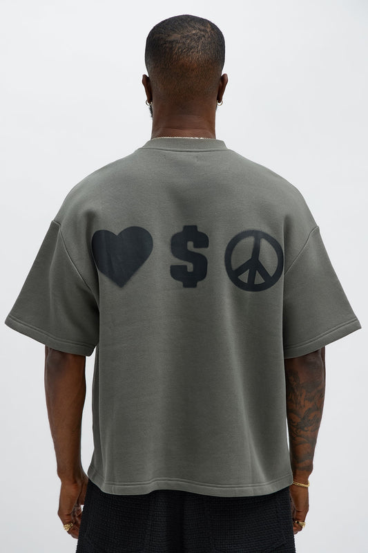 Tyson Oversized Spray Paint Short Sleeve Tee - Dark Grey
