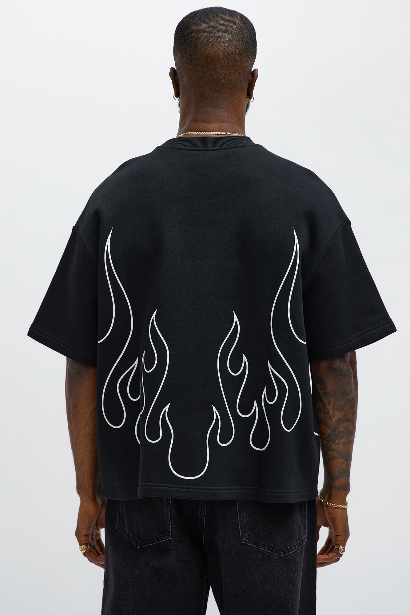 Tyson Oversized Chase Flame Short Sleeve Tee - Black/combo
