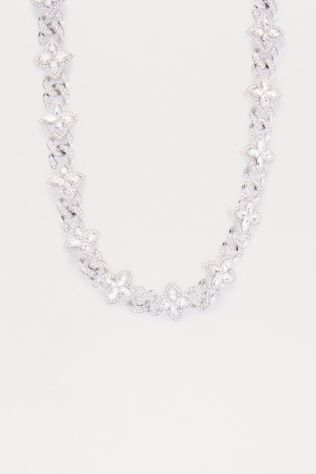 Iced Clover Necklace - Silver
