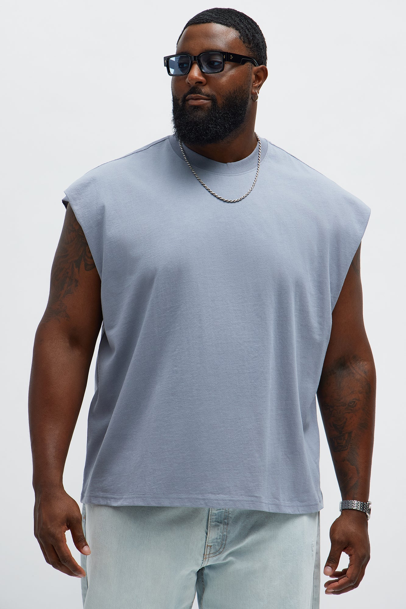 Relaxed Heavyweight Muscle Tee - Grey