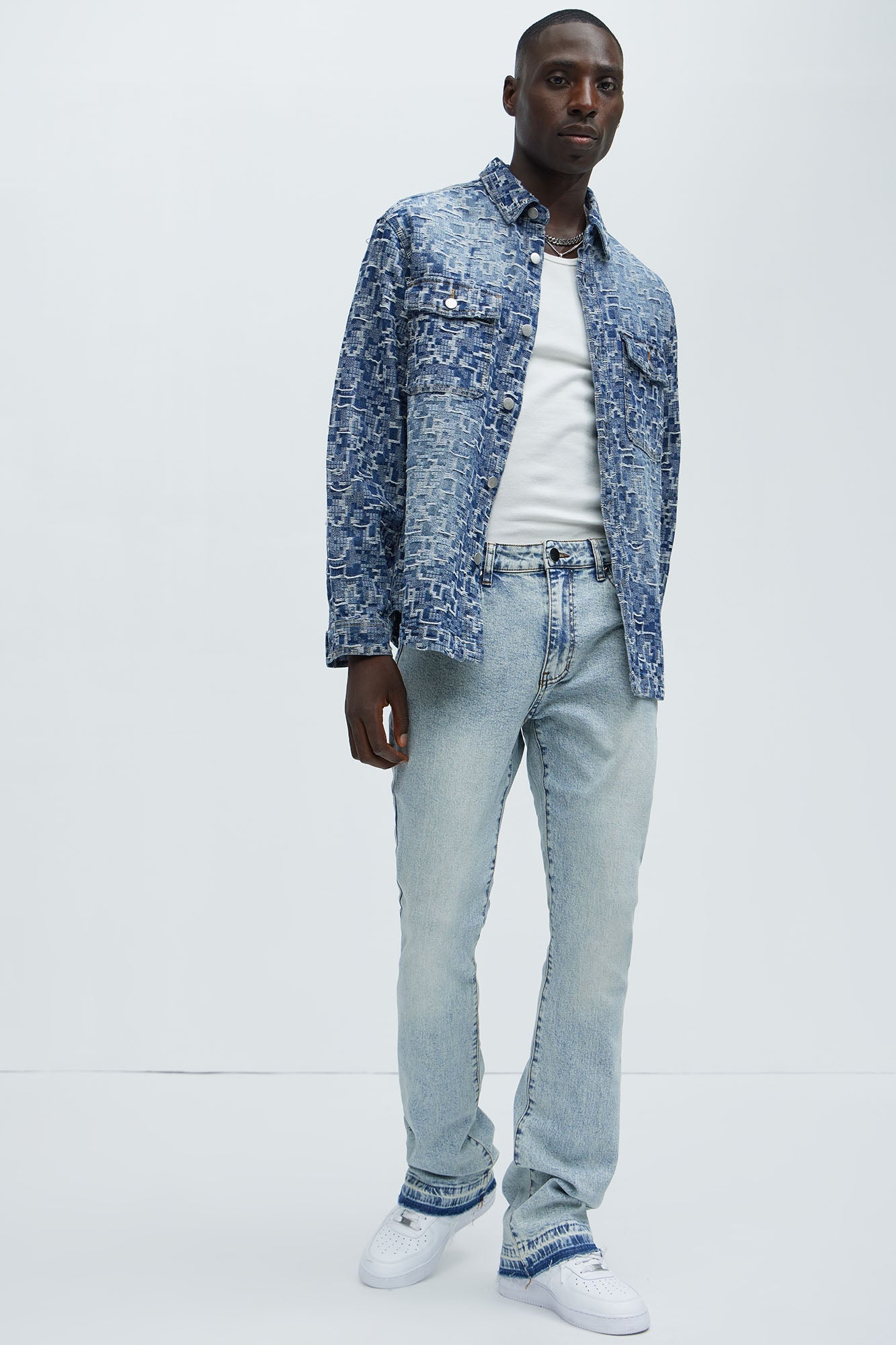 Cornell Stacked Skinny Flare Jeans - Light Wash