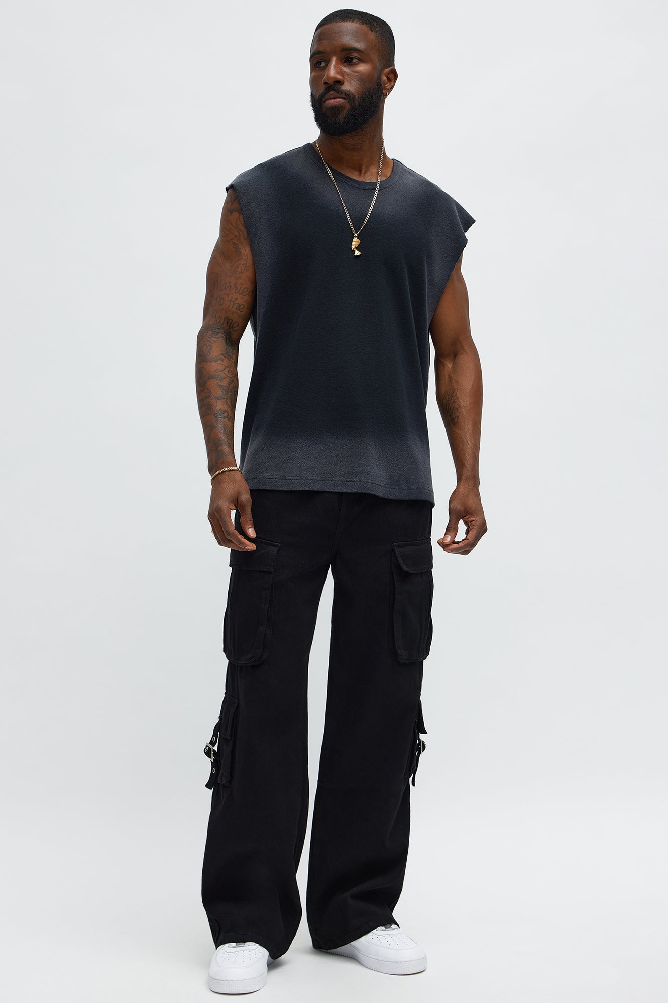 Relaxed Washed Muscle Tank - Gold/Black