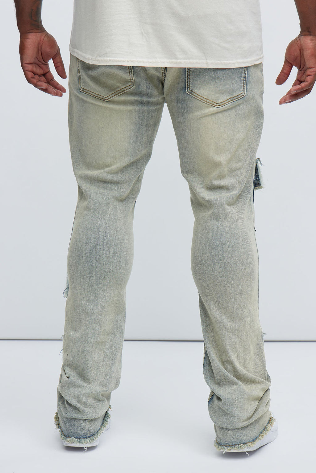 Get Started Cargo Stacked Skinny Flare Jeans - Medium Wash