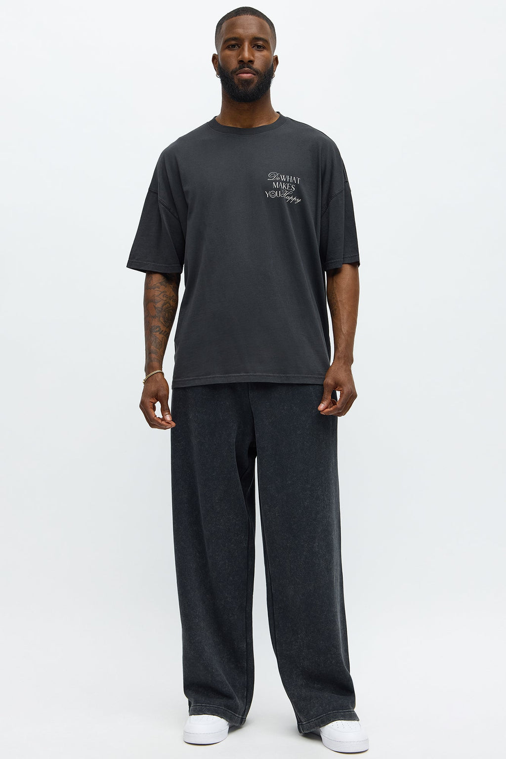 Do What Makes You Happy Oversized Short Sleeve Tee - Black Wash