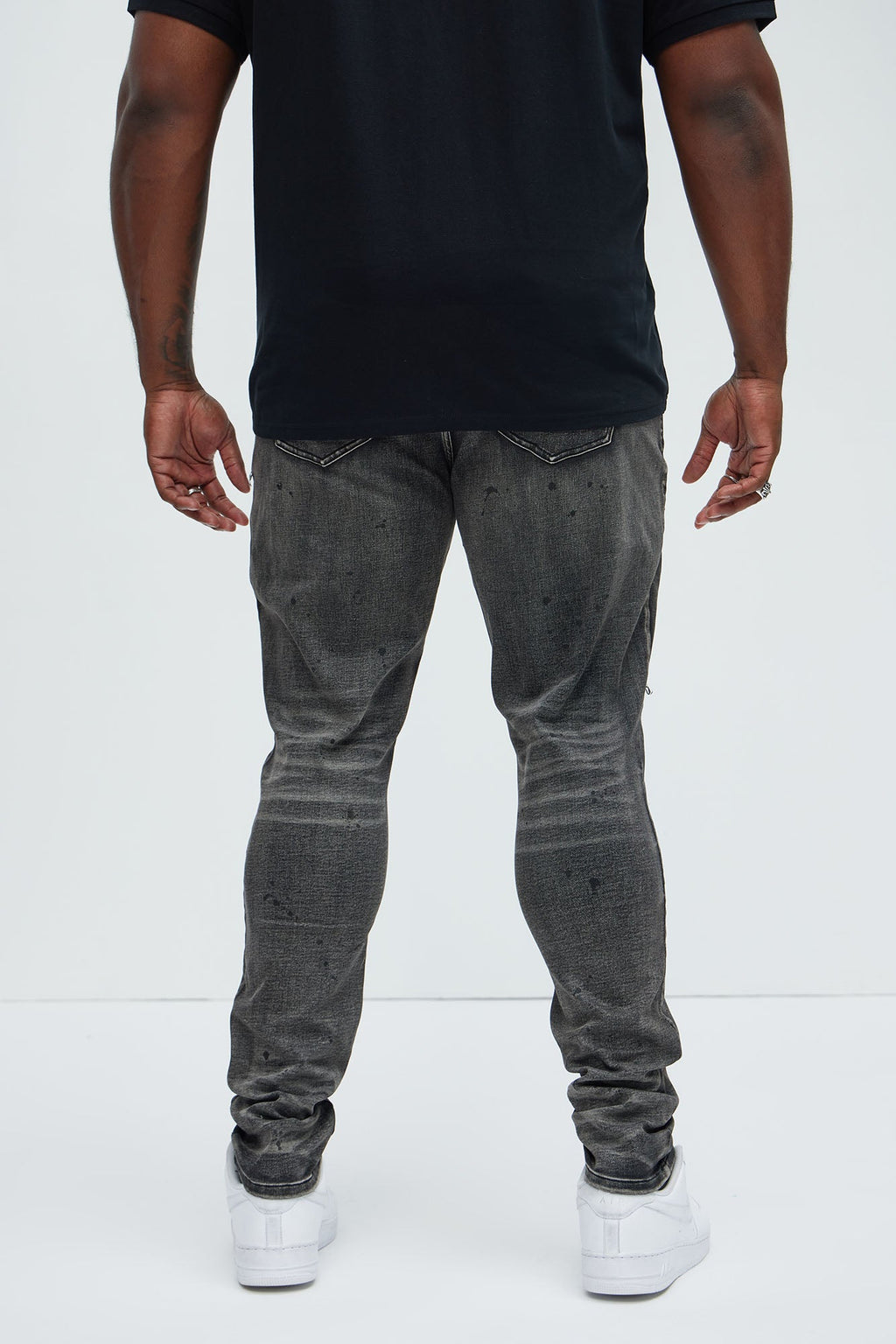 Put You On Spray Painted Stacked Skinny Jeans - Black
