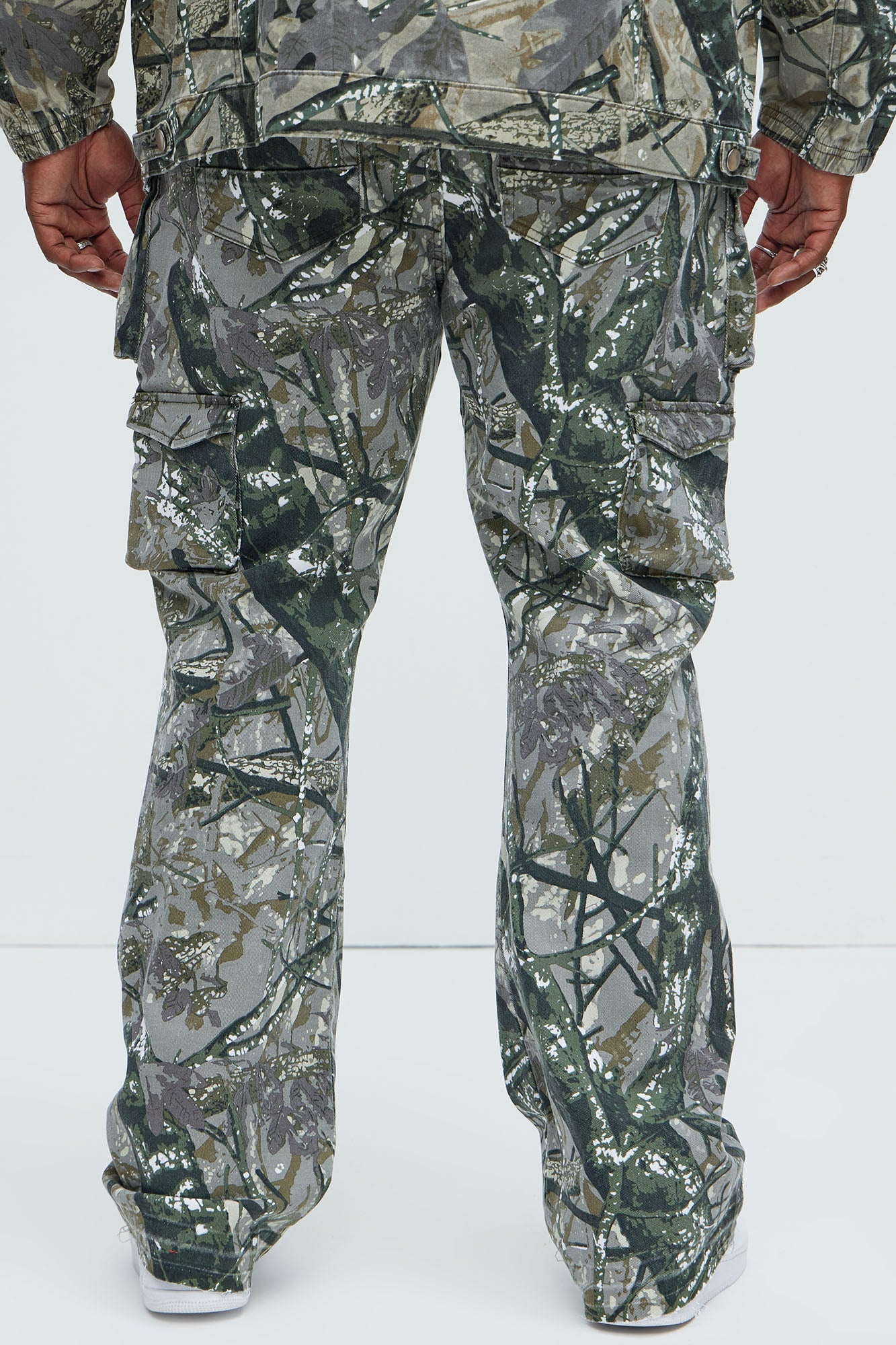 On Repeat Skinny Flare Cargo Pants - Green/combo