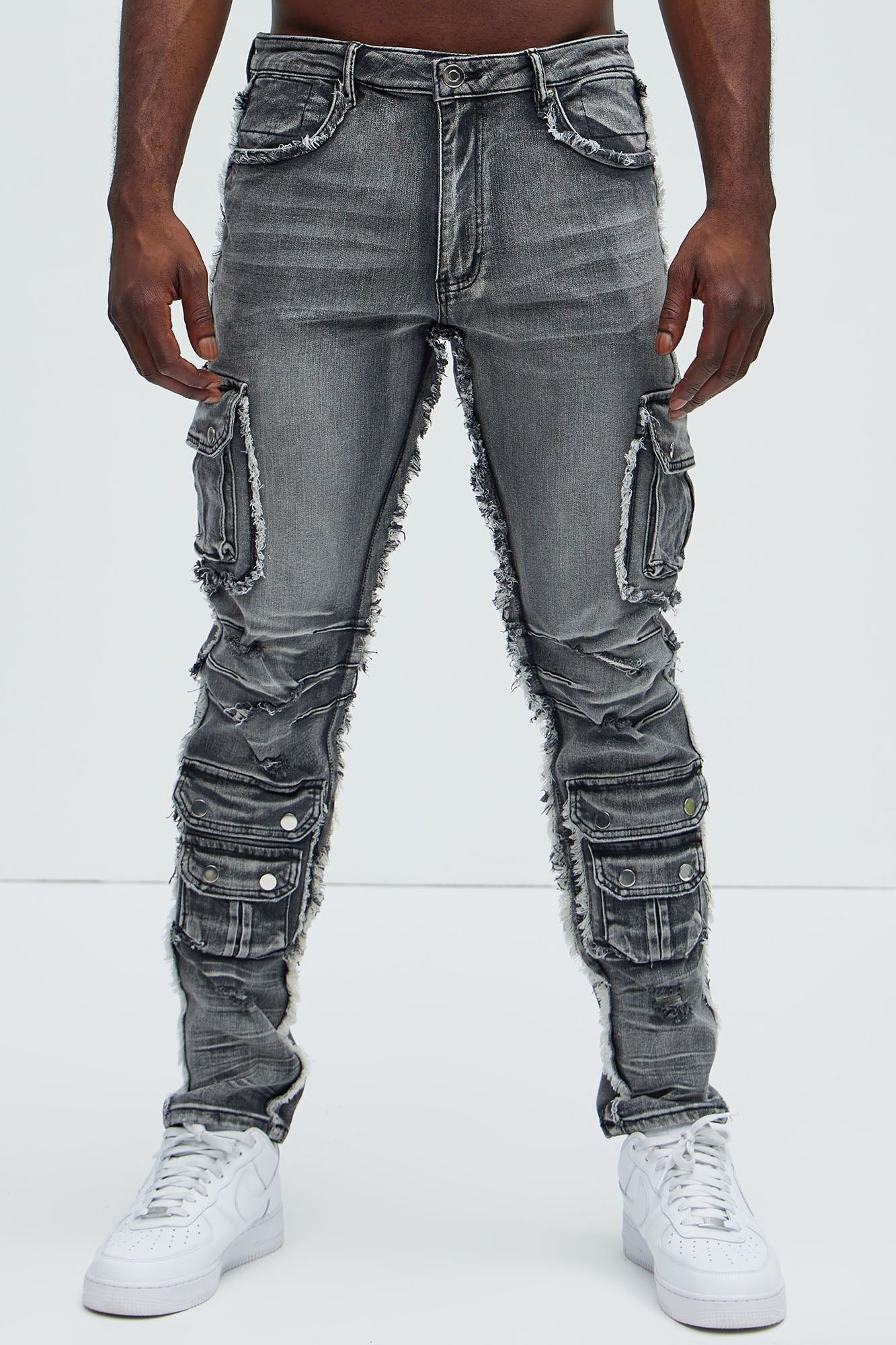Risky Business Slim Cargo Jeans - Black Wash