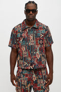 Regular Fit Aztec Full Button Up Shirt - Multi Color