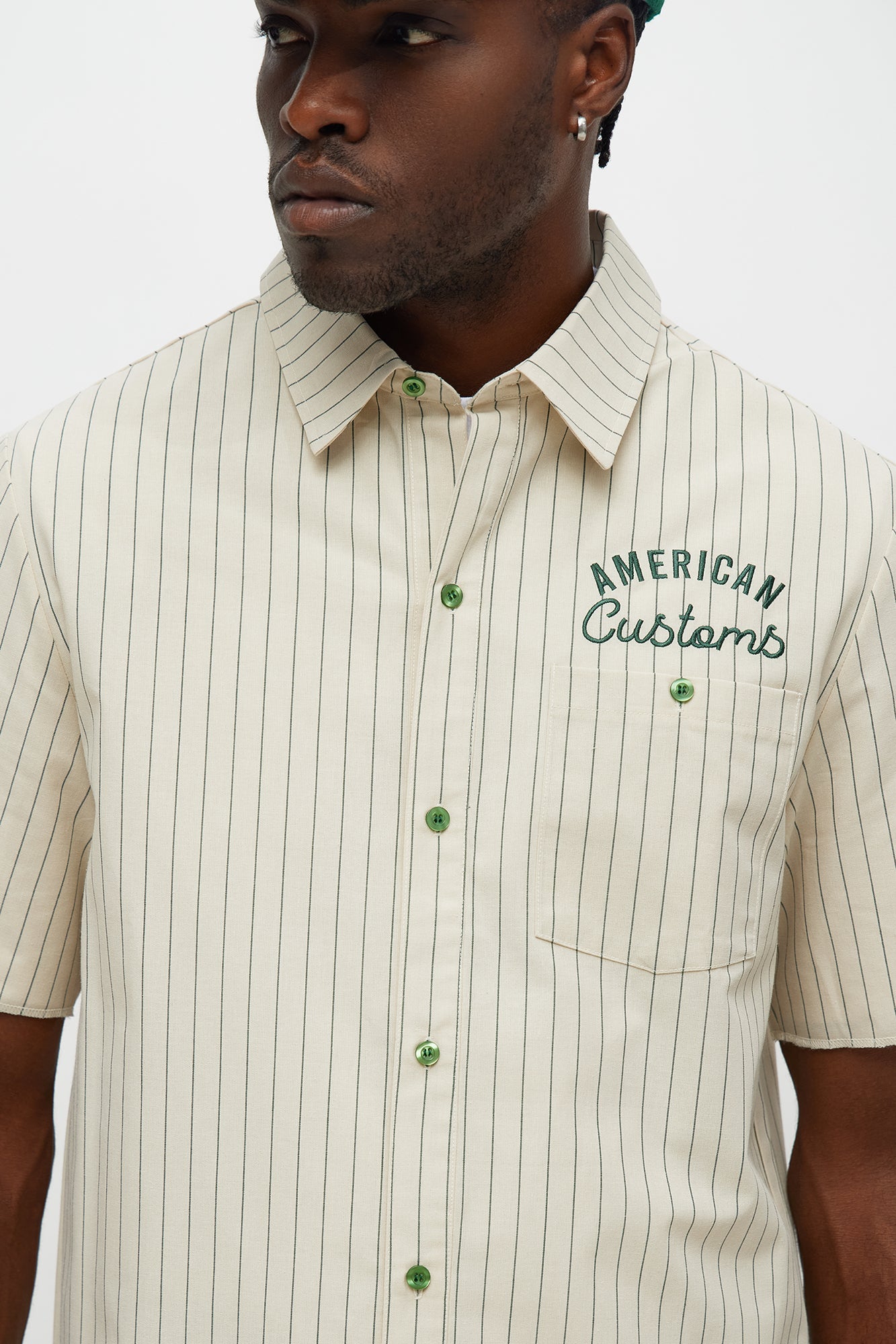 American Customs Raw Hem Mechanic Button Up Shirt - Hunter Green