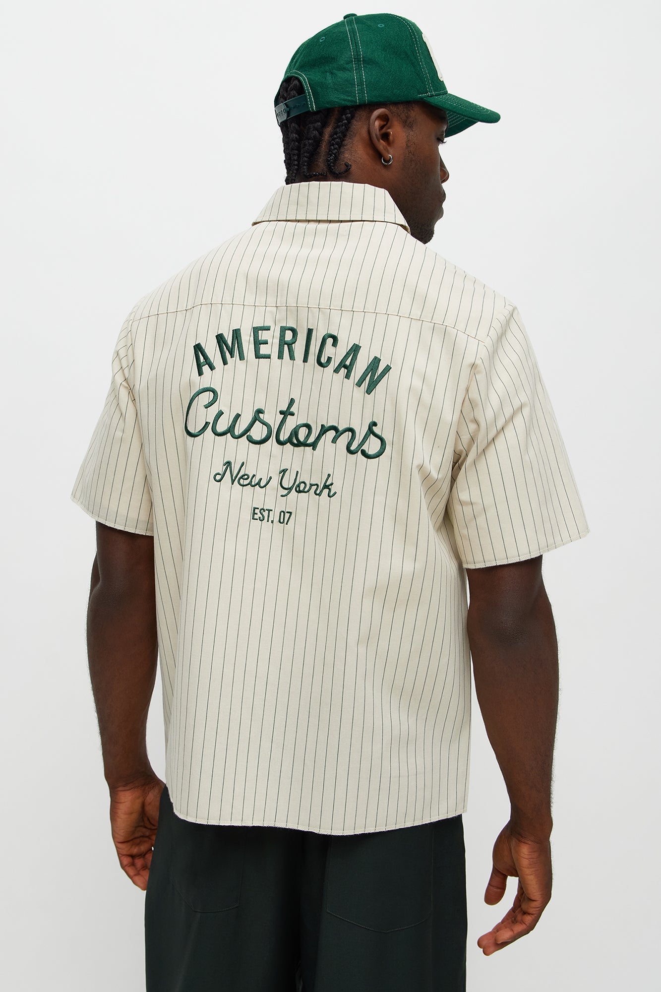 American Customs Raw Hem Mechanic Button Up Shirt - Hunter Green