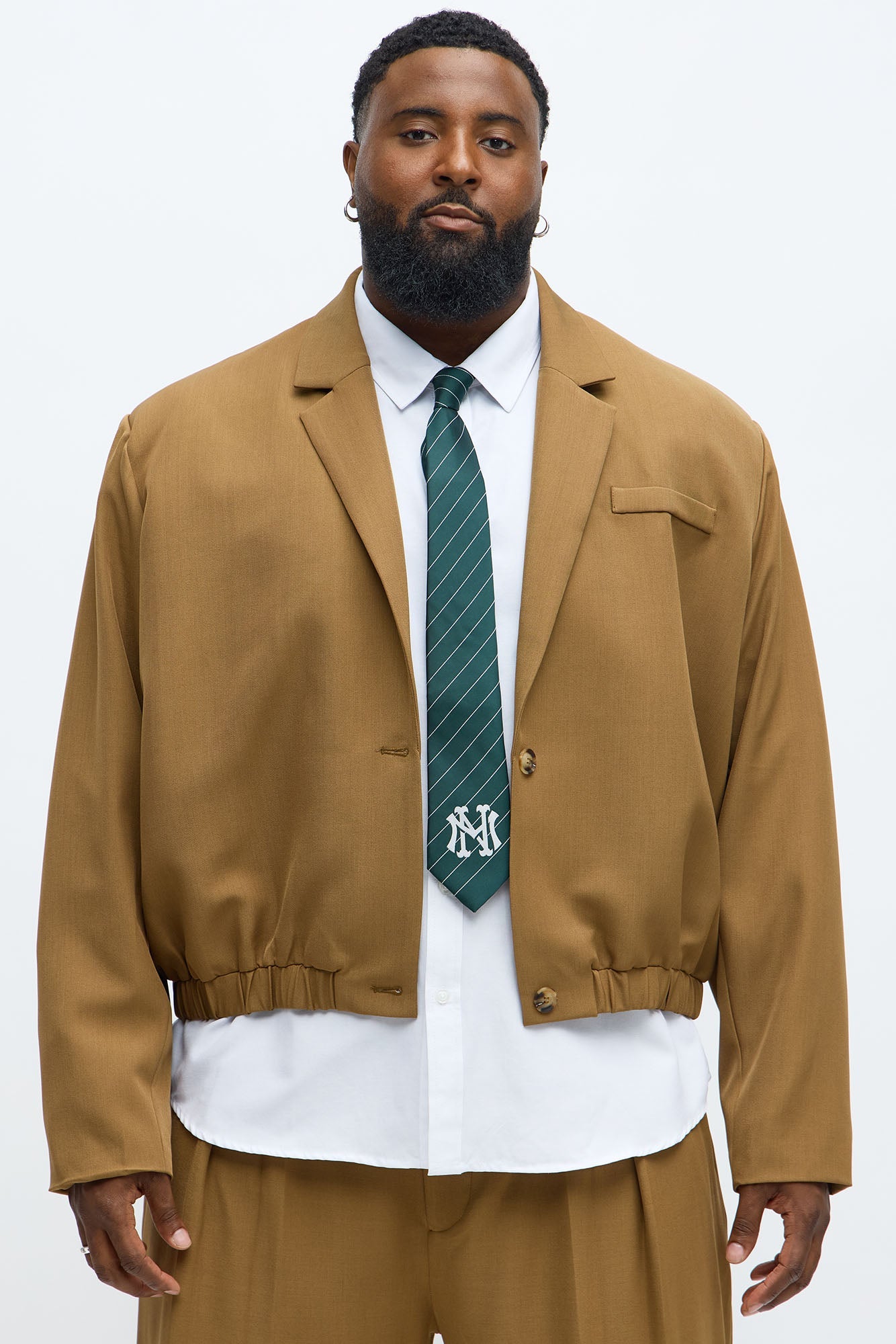 Cropped Strikeout Blazer Bomber Jacket - Brown