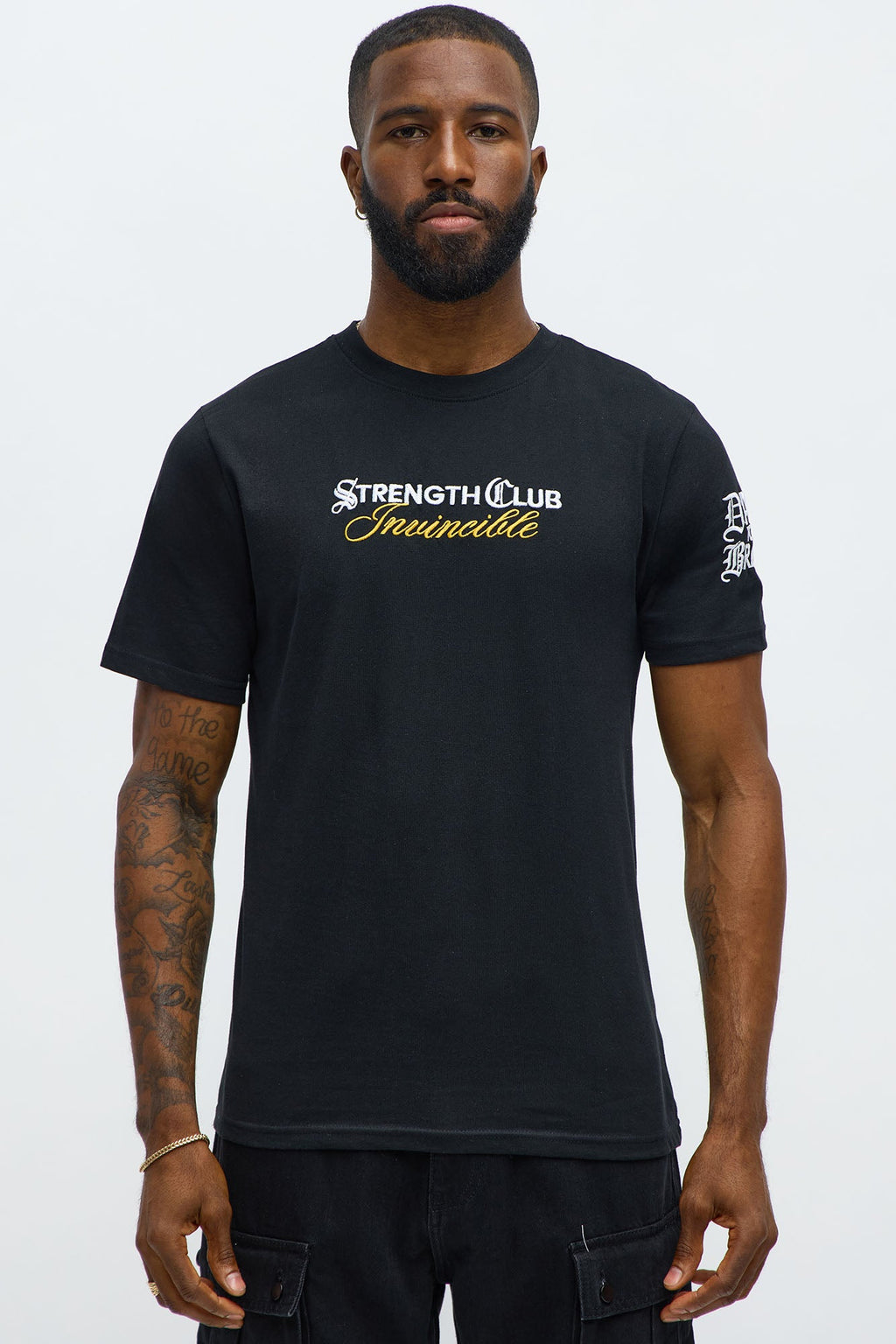 Strength Club Embroidery Short Sleeve Tee - Black