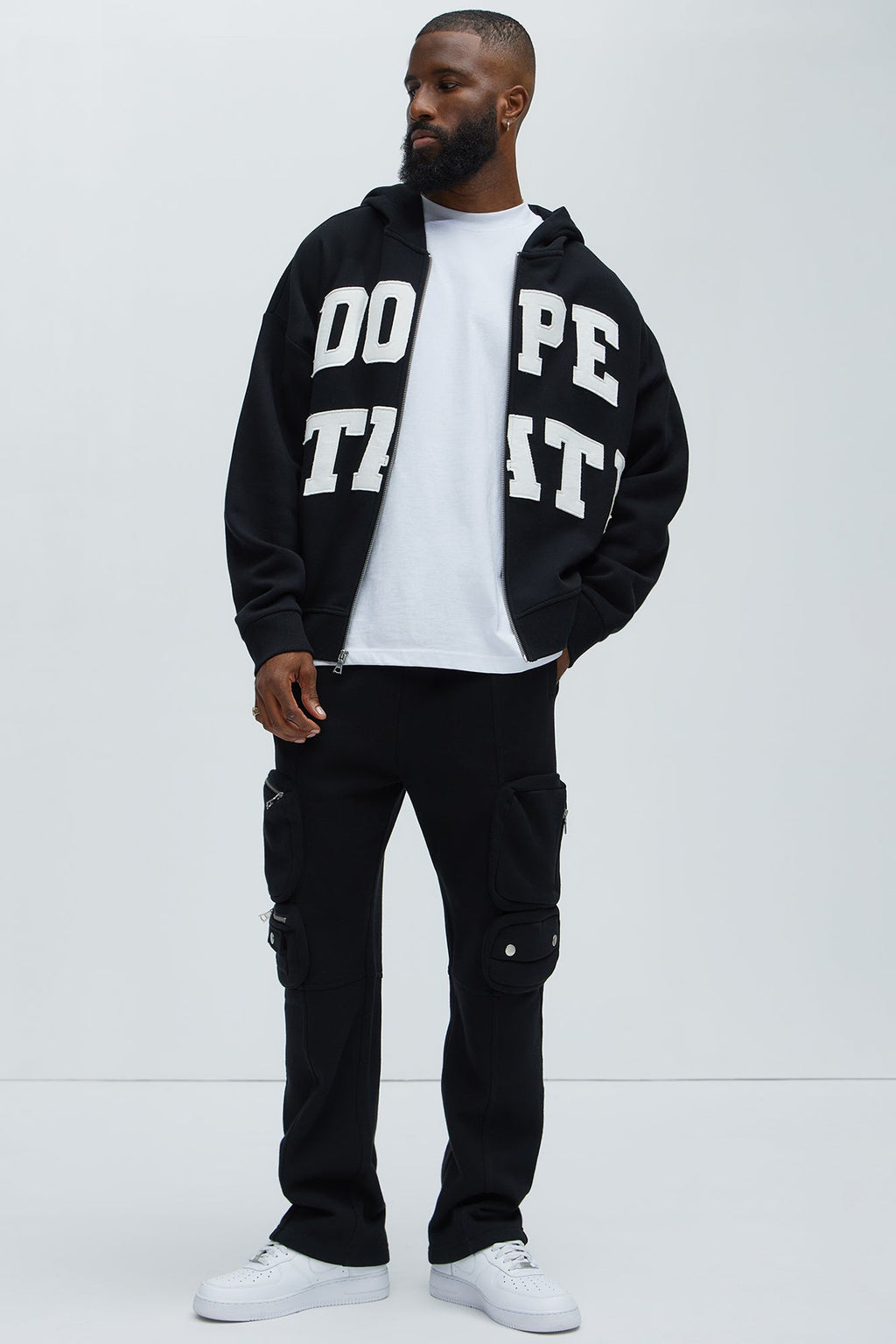 Tyson Dope State Oversized Zip Up Hoodie - Black