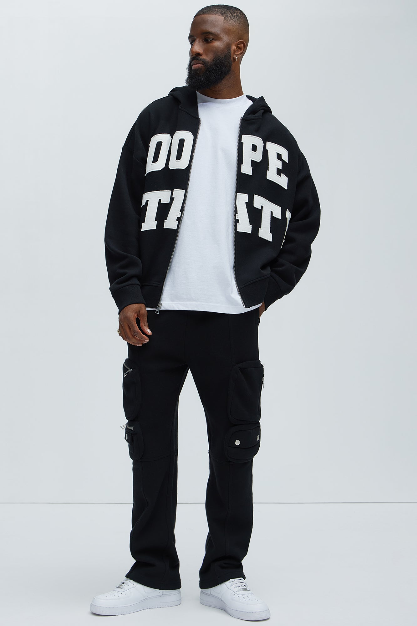 Tyson Dope State Oversized Zip Up Hoodie - Black