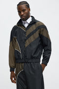 Hang It Up Color Block Windbreaker Jacket - Olive/combo