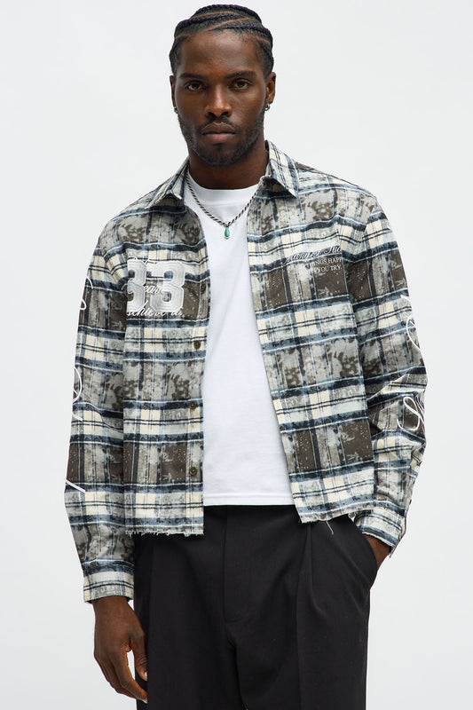 Cropped Manifest Button Up Shirt - Olive