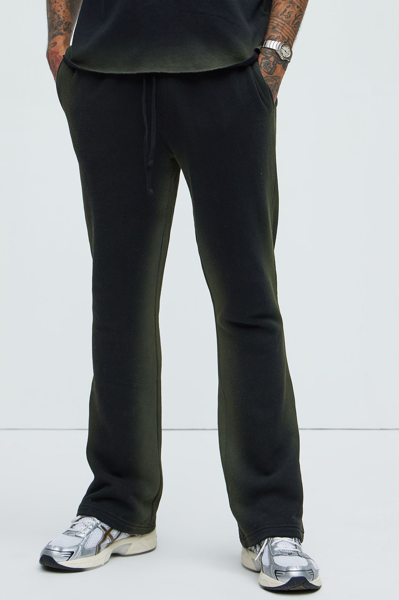Tyson Blurred Lines Skinny Flare Sweatpants - Black