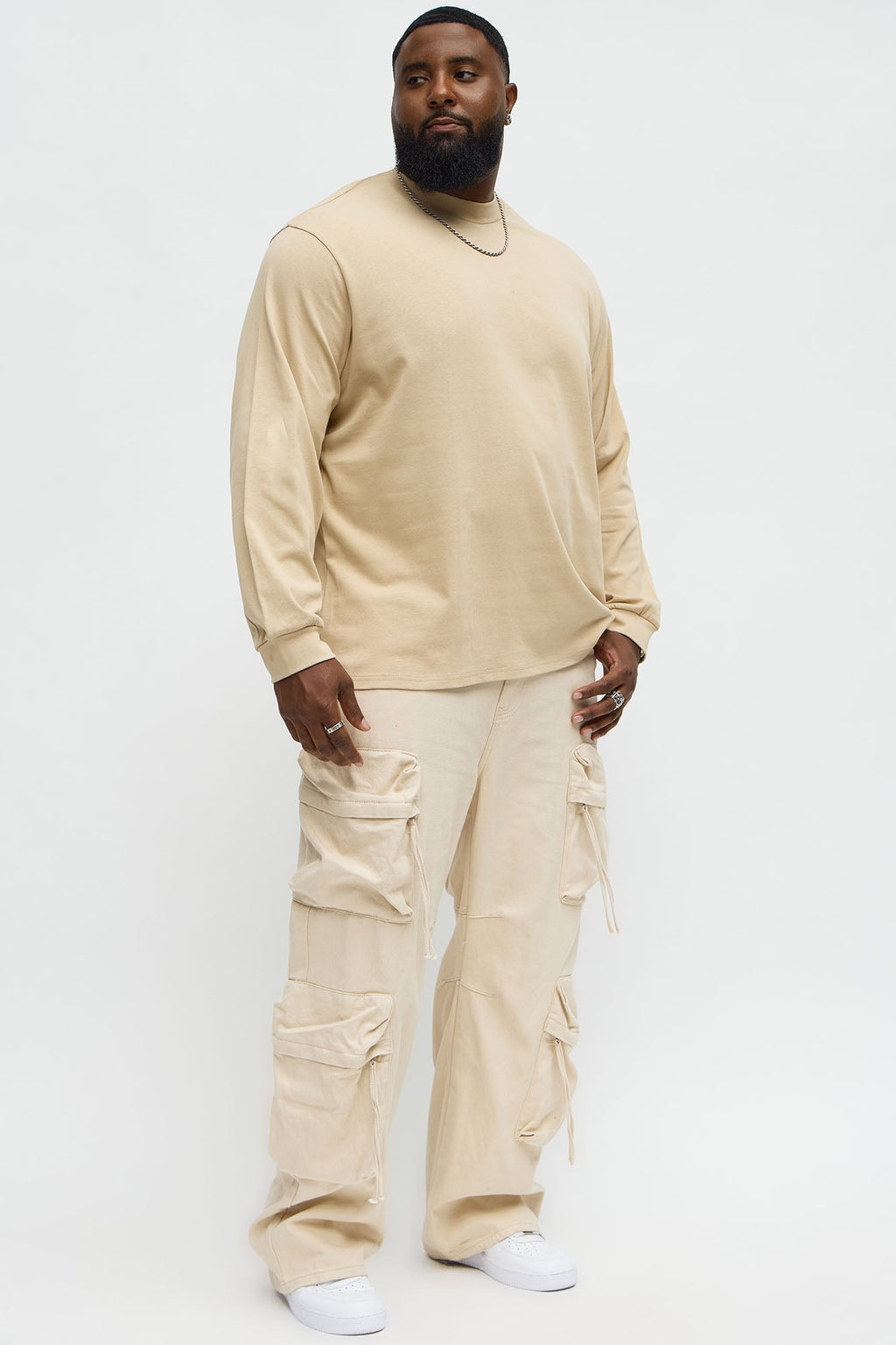 Oversized Heavyweight Long Sleeve Tee - Tan