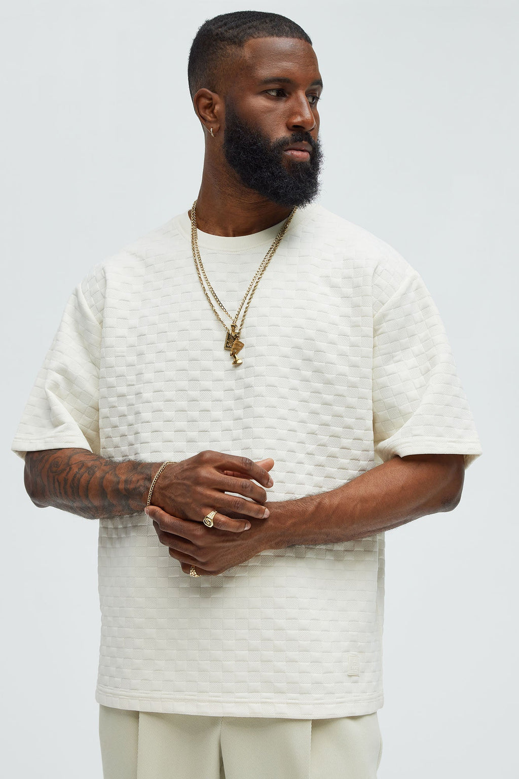 Check Mate Textured Tee - Off White