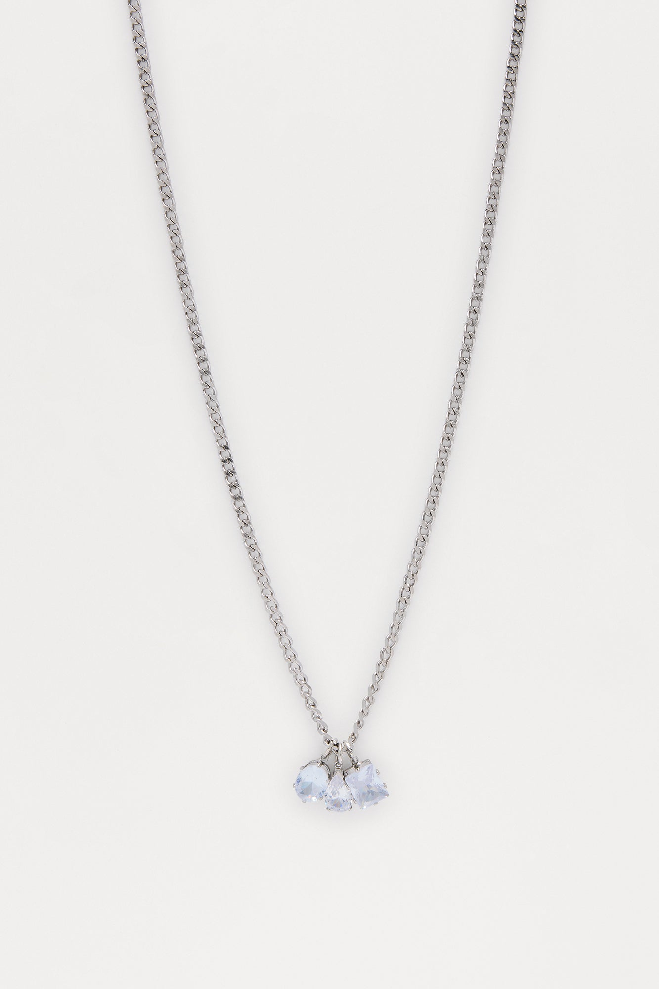 Mixed Multi Pendant Charm Necklace - Silver