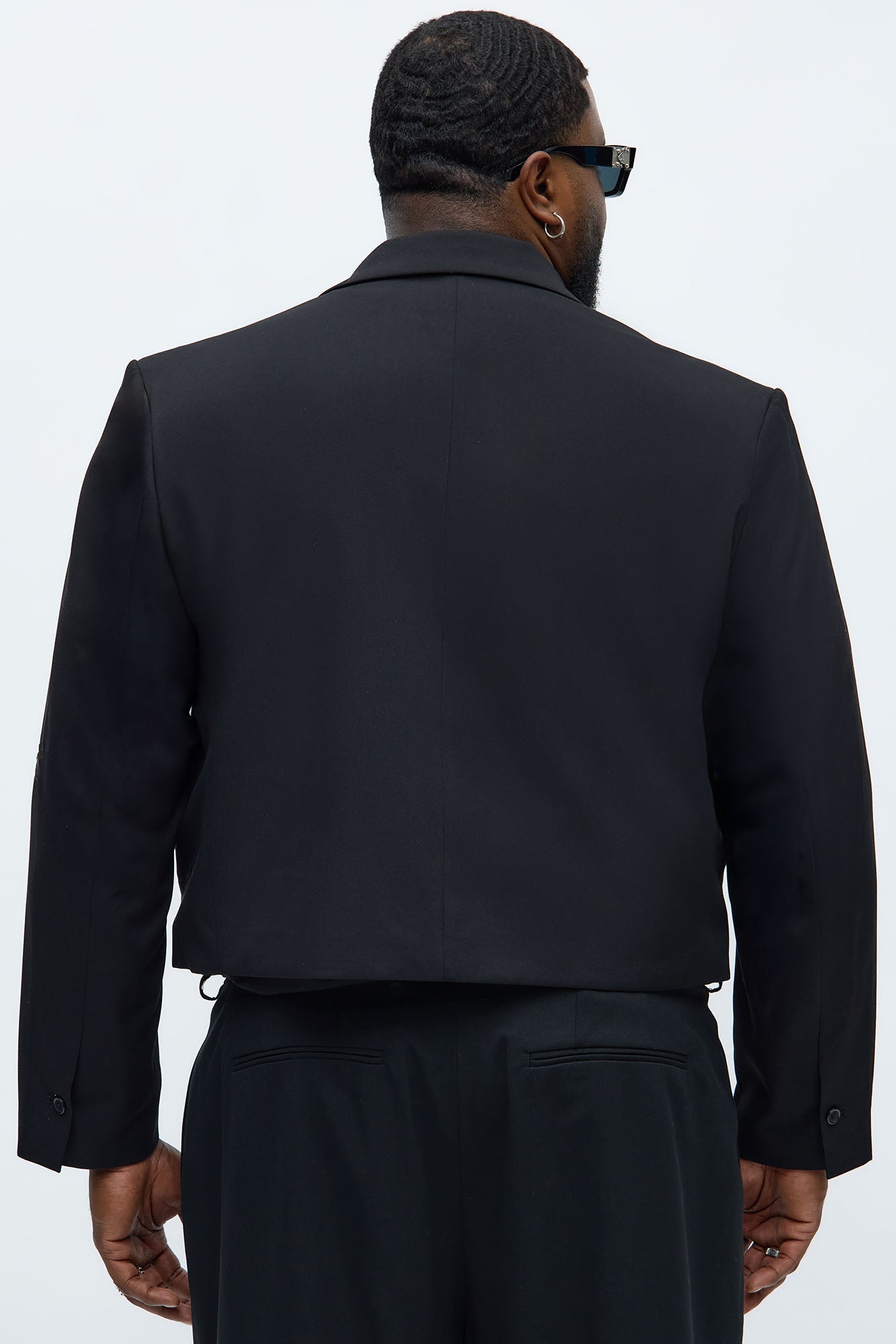 Gabardine Super Cropped Single Breasted Blazer - Black