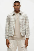 Textured Loyal Houndstooth Work Jacket - Cream