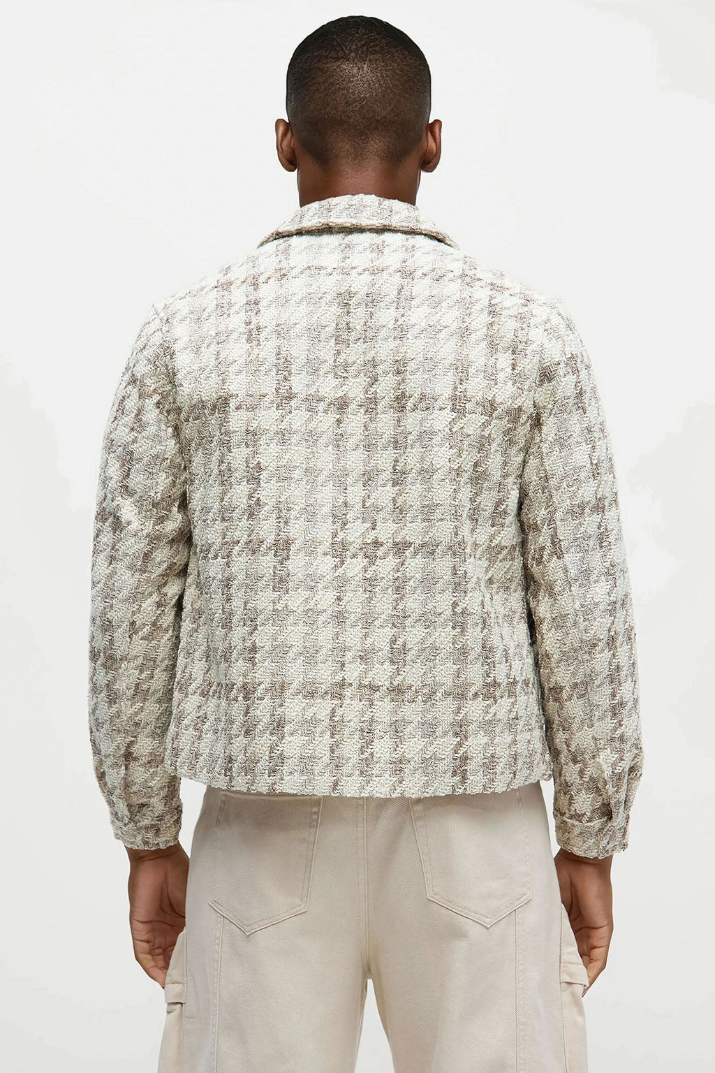 Textured Loyal Houndstooth Work Jacket - Cream
