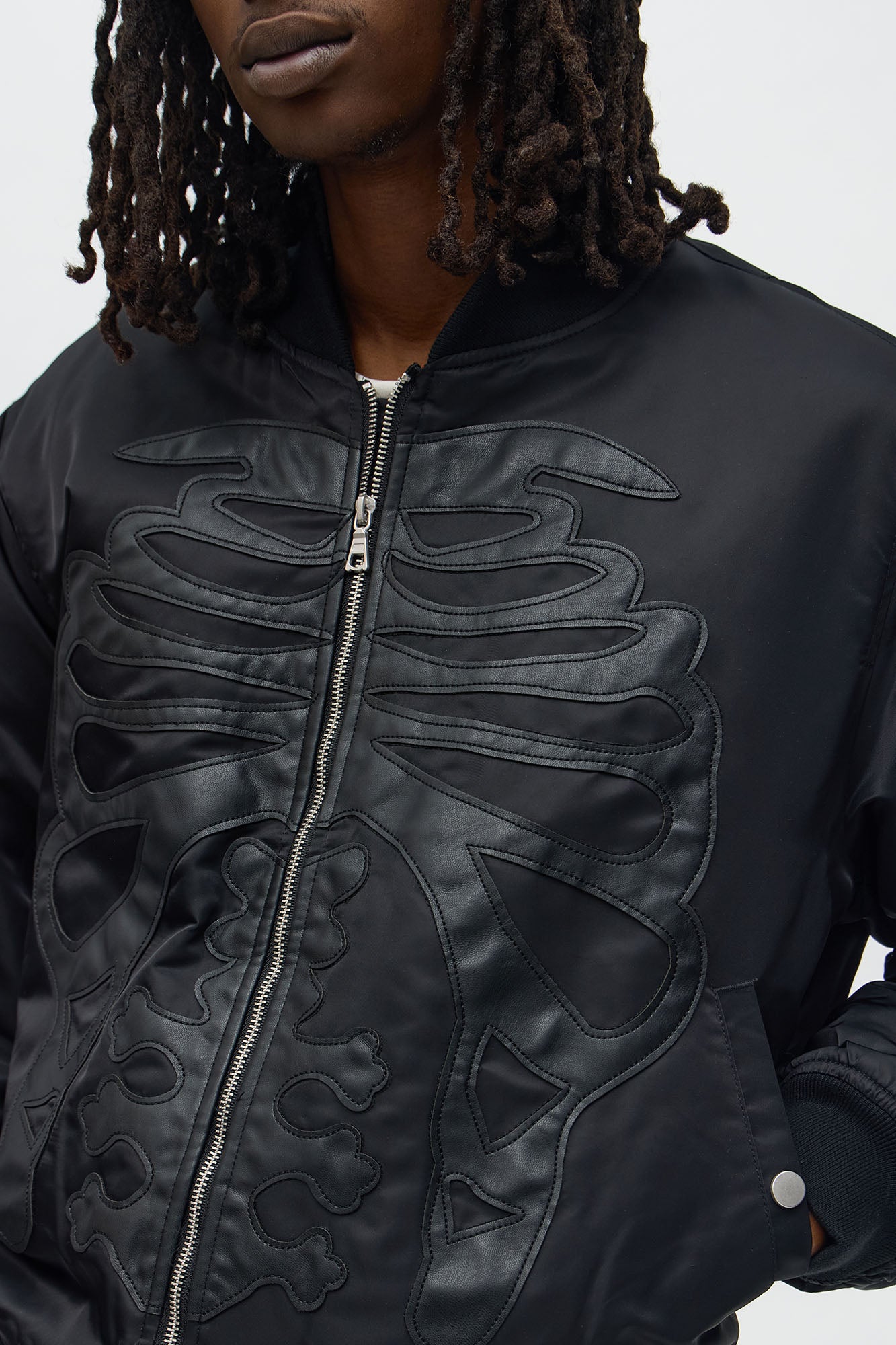 Oversized Slip Into Darkness Bomber Jacket - Black