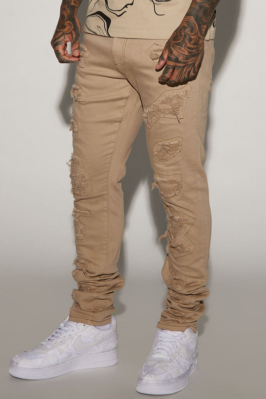 High Key Stacked Skinny Jeans - Taupe