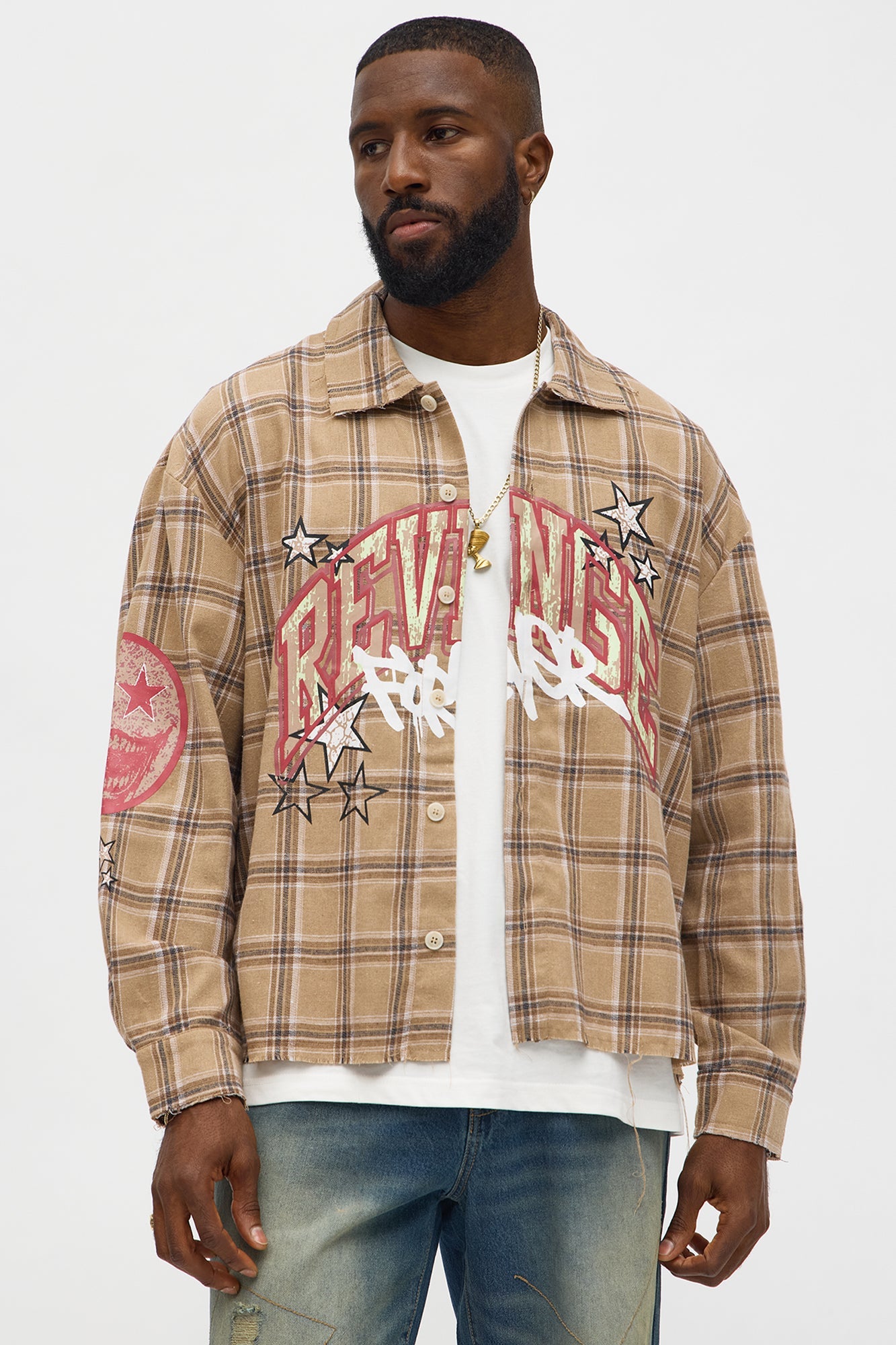 Revenge Woven Flannel - Taupe/combo