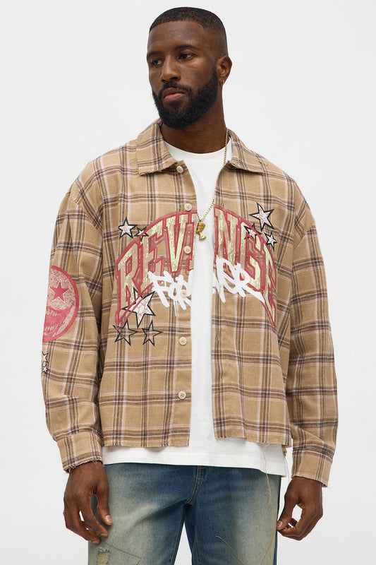 Revenge Woven Flannel - Taupe/combo