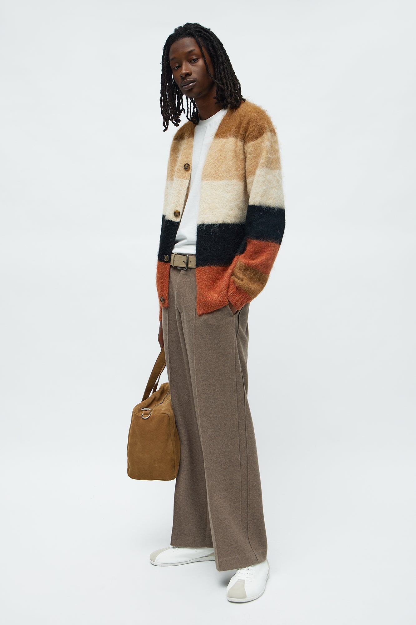 Chestnut Mohair Sweater Cardigan - Multi Color
