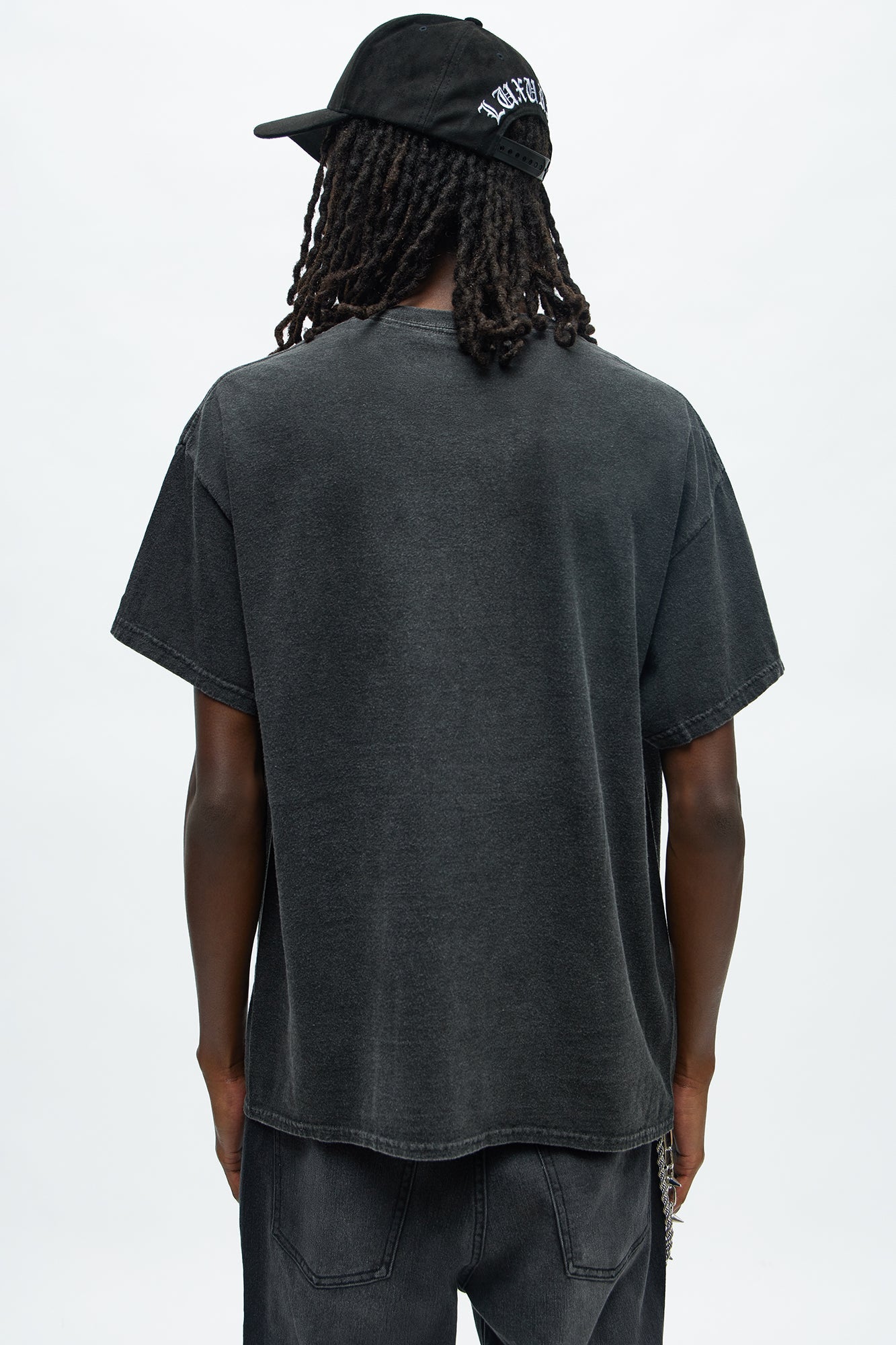 Cross Rhinestones Oversized Short Sleeve Tee - Black